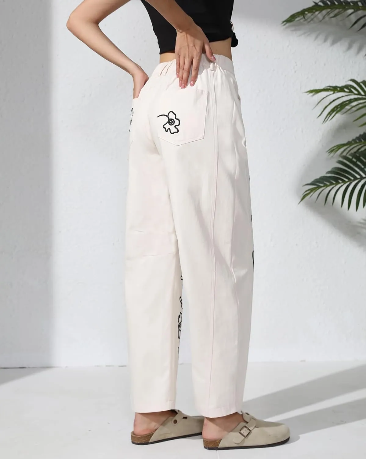 Kedera Embroidered Jeans for Women 2025 Baggy Boyfriend Jeans Barrel Leg Horseshoe Jeans Women Vintage Mid Rise Jeans
