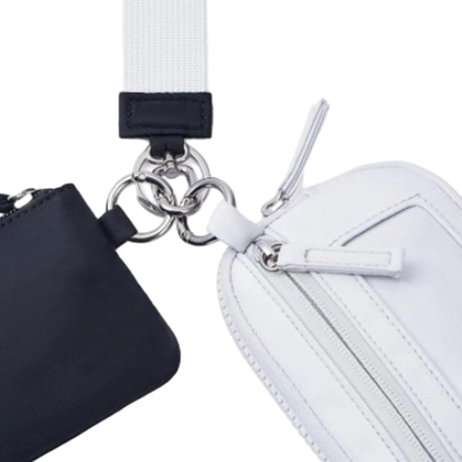 Keychain Wristlet Wallet Small Wallet with Keyring Bag Water Resistant Practical Purse Double Pouch for Birthday Gift Trekking, Black Gray