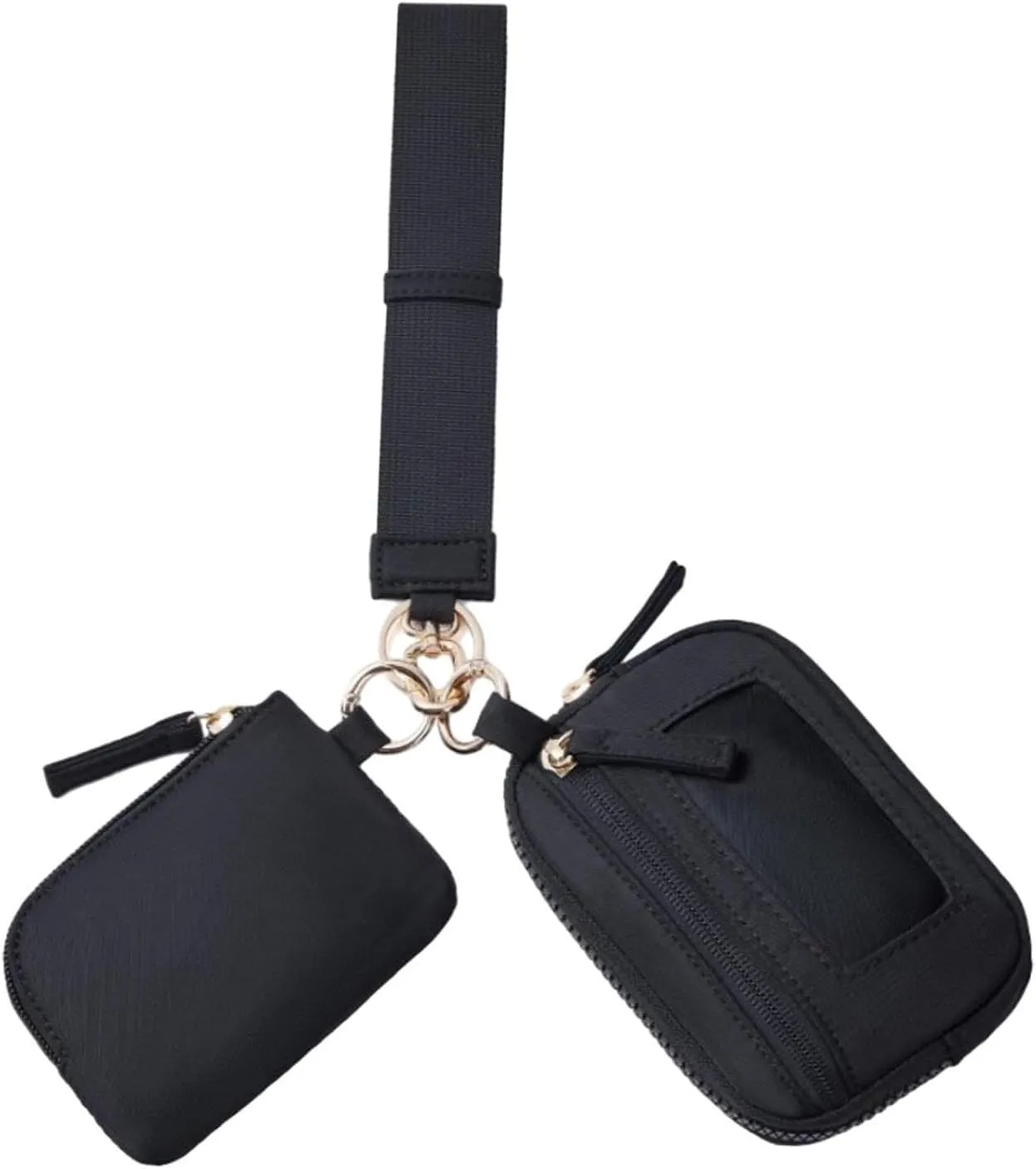 Keychain Wristlet Wallet Small Wallet with Keyring Organizer Waterproof Casual Women Men Purse for Party Shopping Backpacking, Black