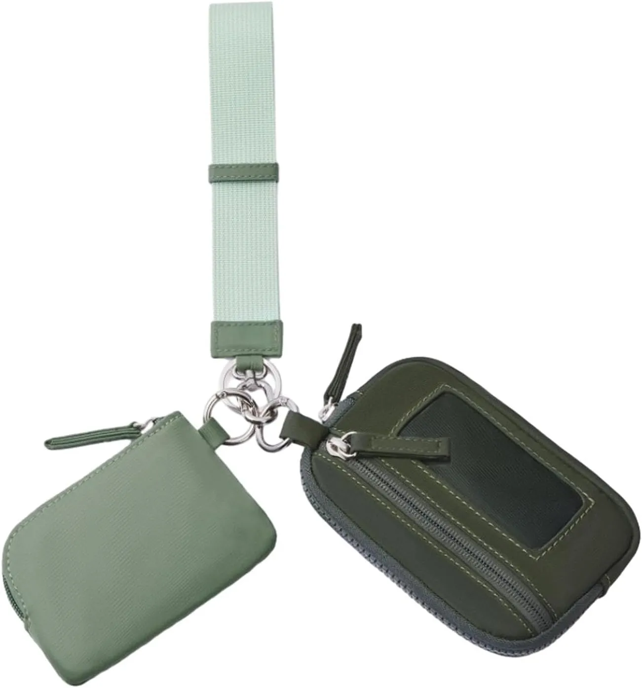 Keychain Wristlet Wallet Small Wallet with Keyring Organizer Waterproof Casual Women Men Purse for Party Shopping Backpacking, Green