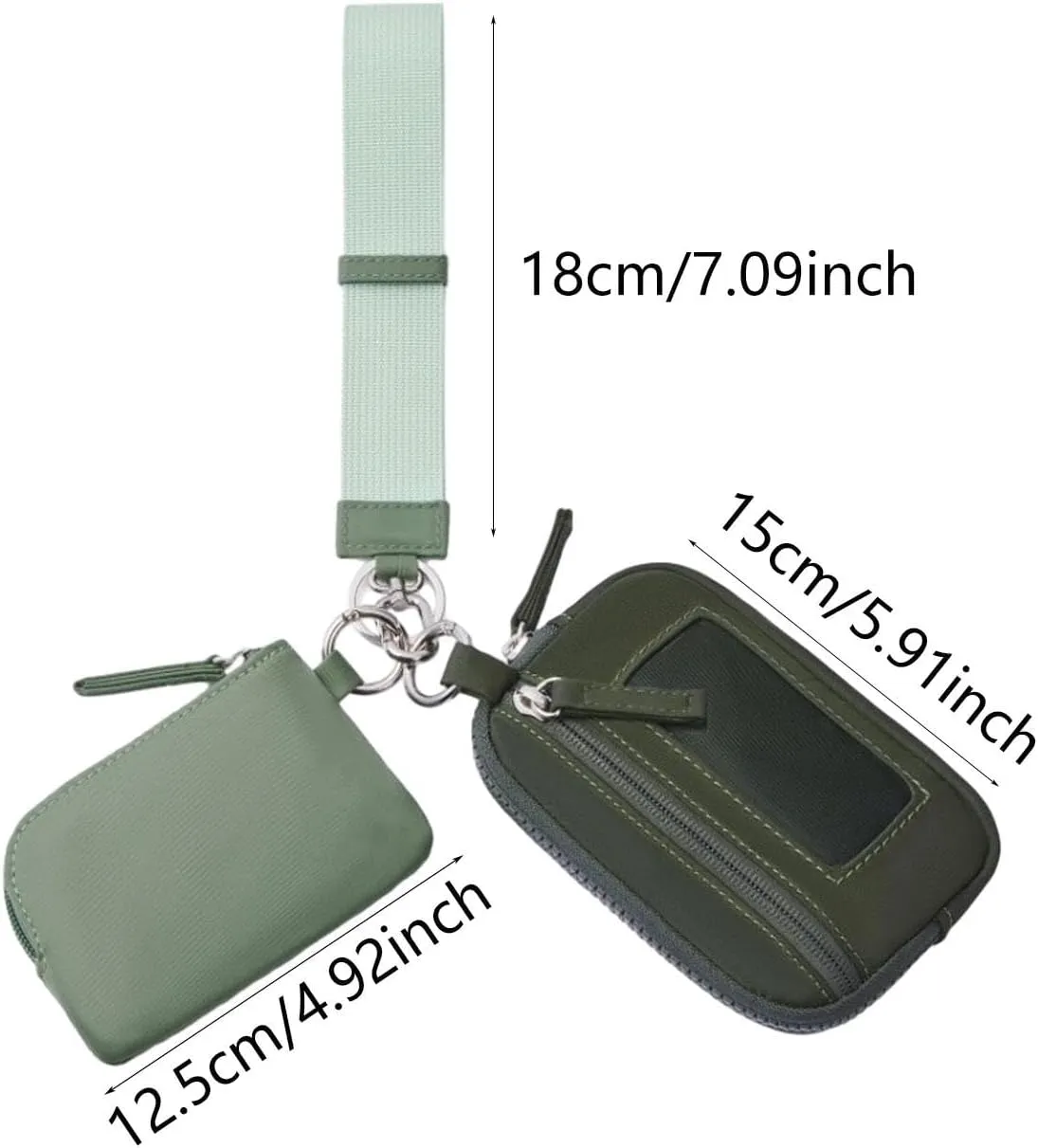 Keychain Wristlet Wallet Small Wallet with Keyring Organizer Waterproof Casual Women Men Purse for Party Shopping Backpacking, Green