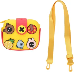 Kids Camera Case, EVA Cartoon Crossbody Shoulder Bag, Large Capacity Storage, Shockproof Buffer Housing, Multi Color Design for Boys Girls (Yellow)