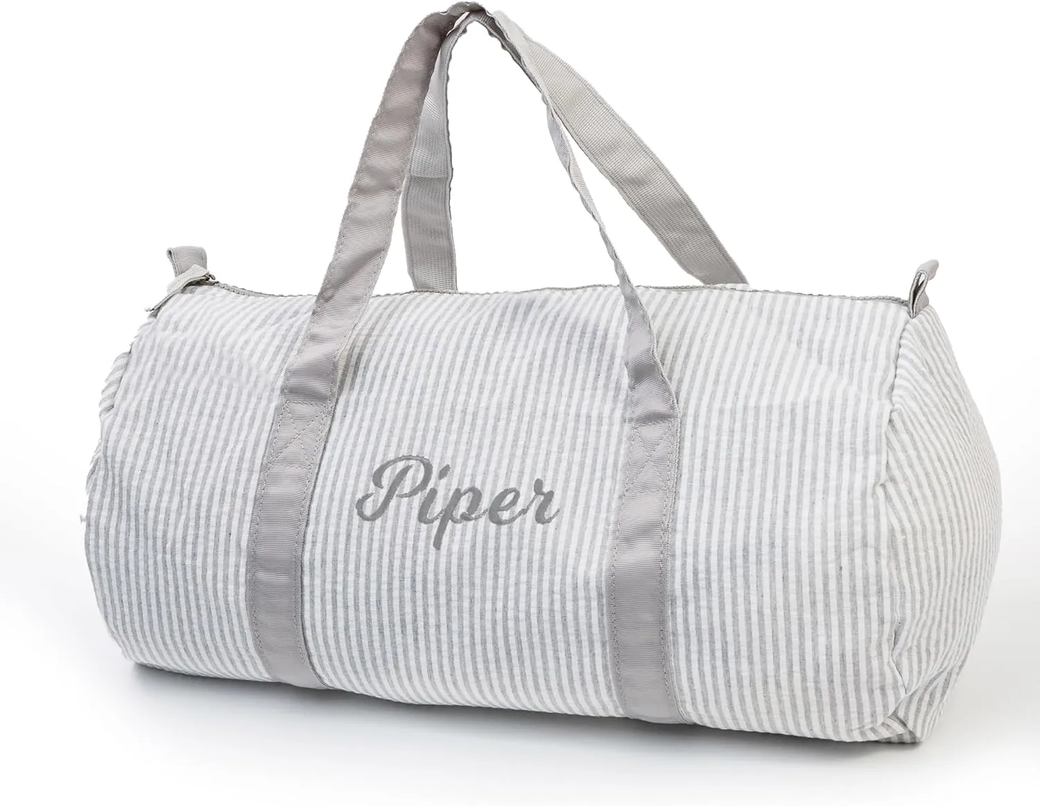 Kids Duffle Travel Bag Boys Personalized Weekender Overnight Duffel Bag Seersucker Dance Bag Kids Travel Bag for Toddler Teens Dance Sports Gym Workout (Gray)