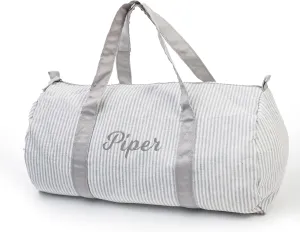 Kids Duffle Travel Bag Boys Personalized Weekender Overnight Duffel Bag Seersucker Dance Bag Kids Travel Bag for Toddler Teens Dance Sports Gym Workout (Gray)