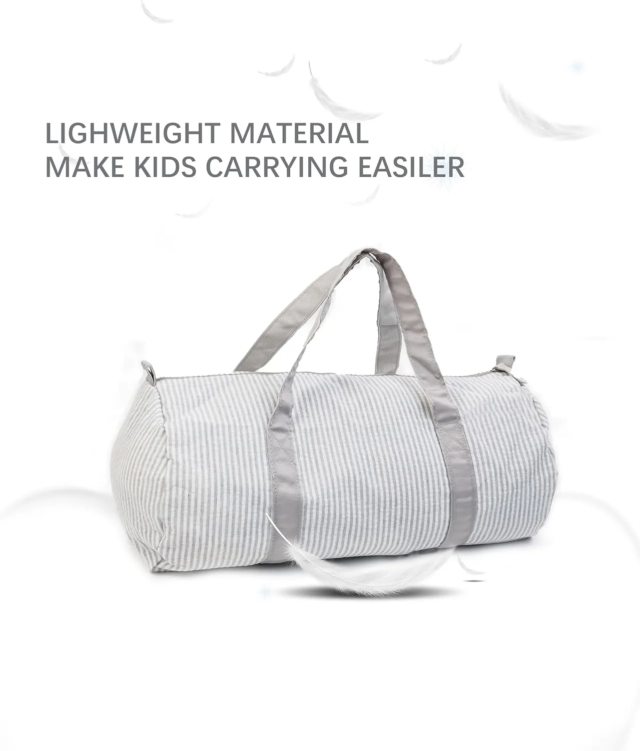 Kids Duffle Travel Bag Boys Personalized Weekender Overnight Duffel Bag Seersucker Dance Bag Kids Travel Bag for Toddler Teens Dance Sports Gym Workout (Gray)