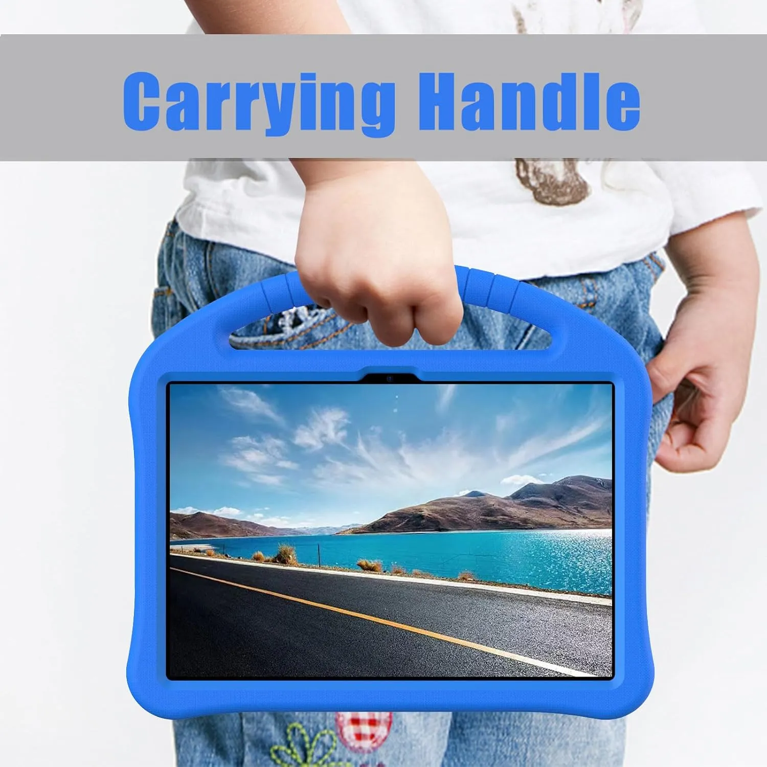 Kids Universal Case for Blackview Tab 8 WiFi 10.1 inch 2023, EVA Foam Stand Handle Cover for Blackview Tab 7 WiFi/OSCAL Pad 60/ DragonTouch Notepad 102/ Teclast P40HD 10.1" Tablets - Blue