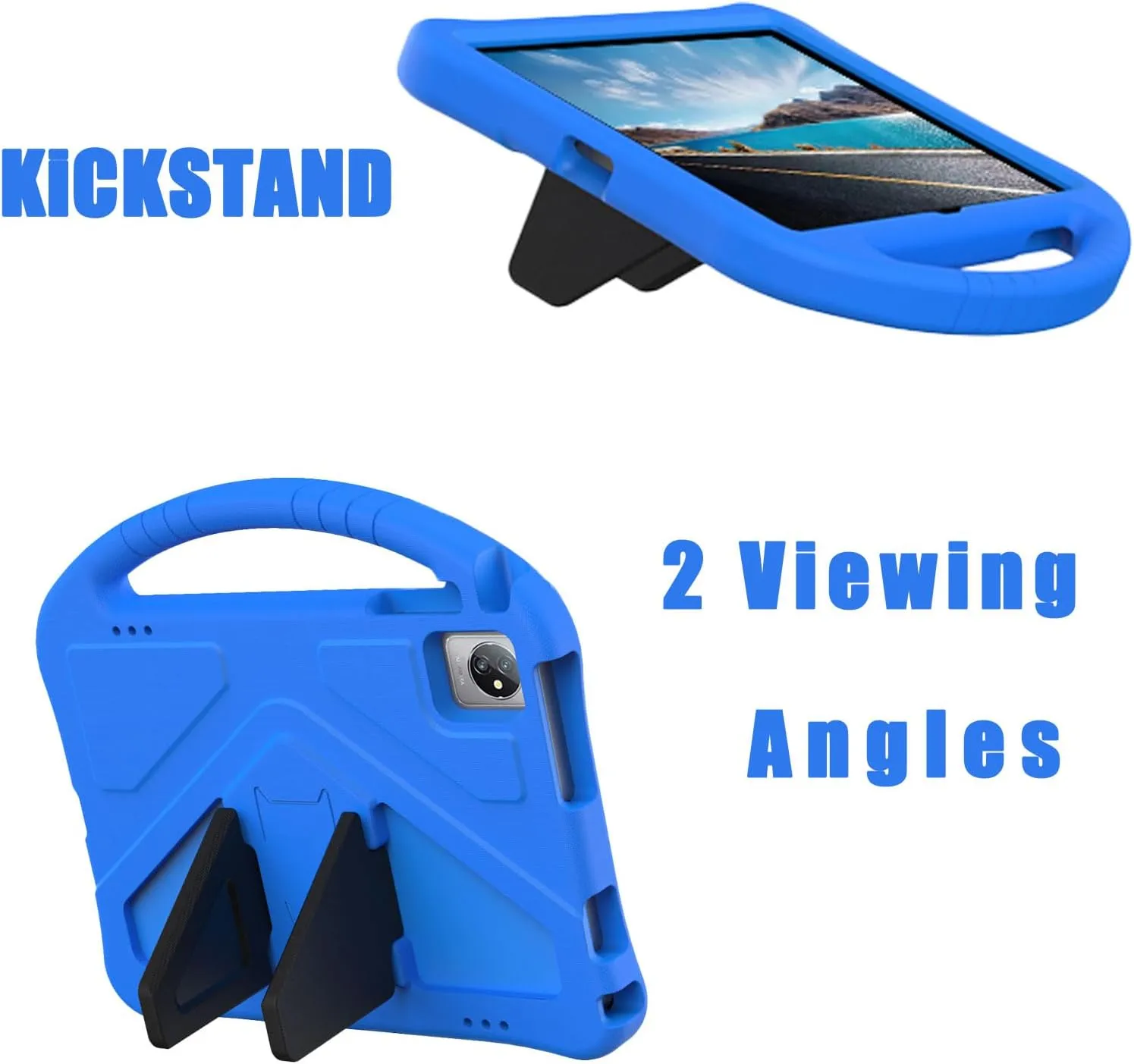 Kids Universal Case for Blackview Tab 8 WiFi 10.1 inch 2023, EVA Foam Stand Handle Cover for Blackview Tab 7 WiFi/OSCAL Pad 60/ DragonTouch Notepad 102/ Teclast P40HD 10.1" Tablets - Blue
