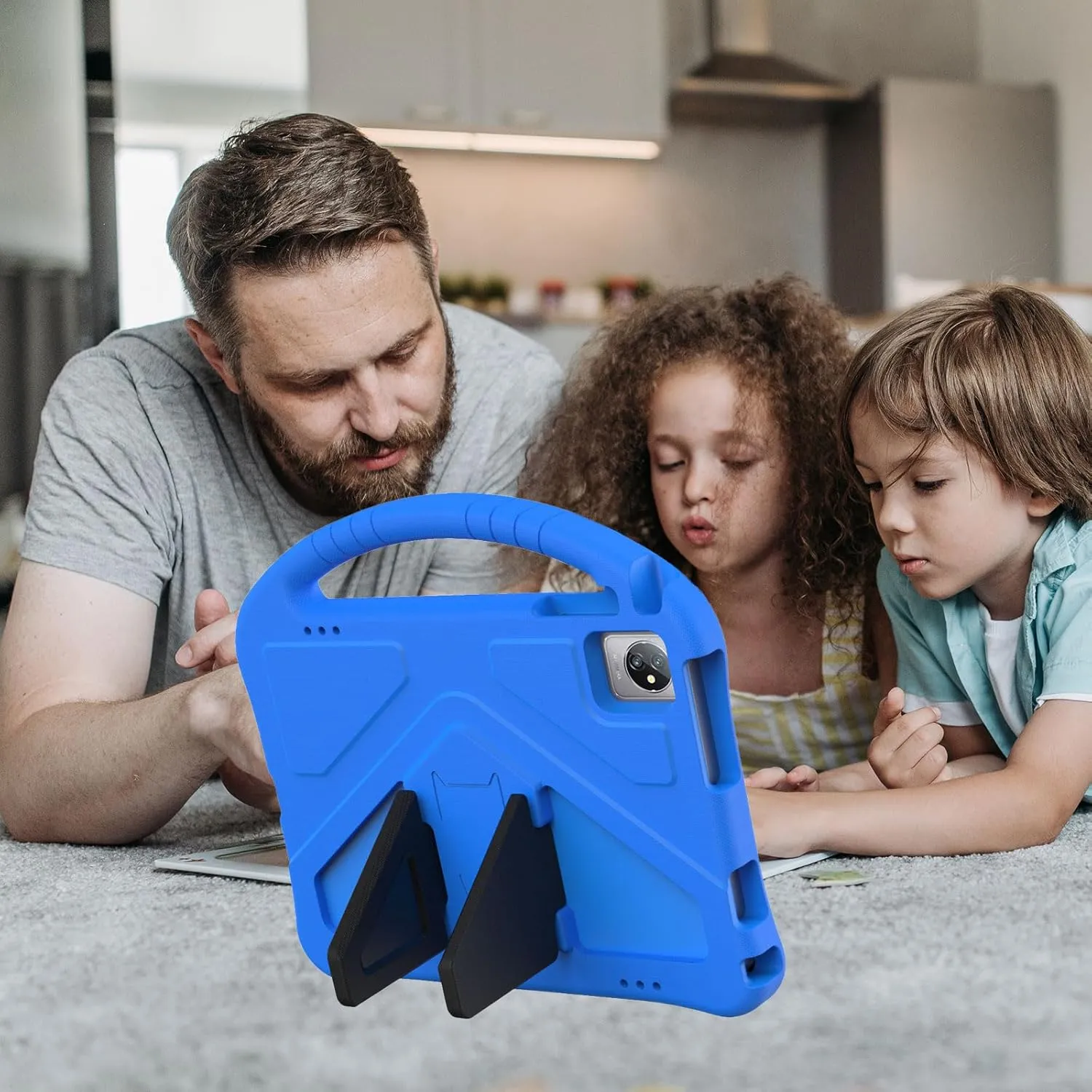 Kids Universal Case for Blackview Tab 8 WiFi 10.1 inch 2023, EVA Foam Stand Handle Cover for Blackview Tab 7 WiFi/OSCAL Pad 60/ DragonTouch Notepad 102/ Teclast P40HD 10.1" Tablets - Blue