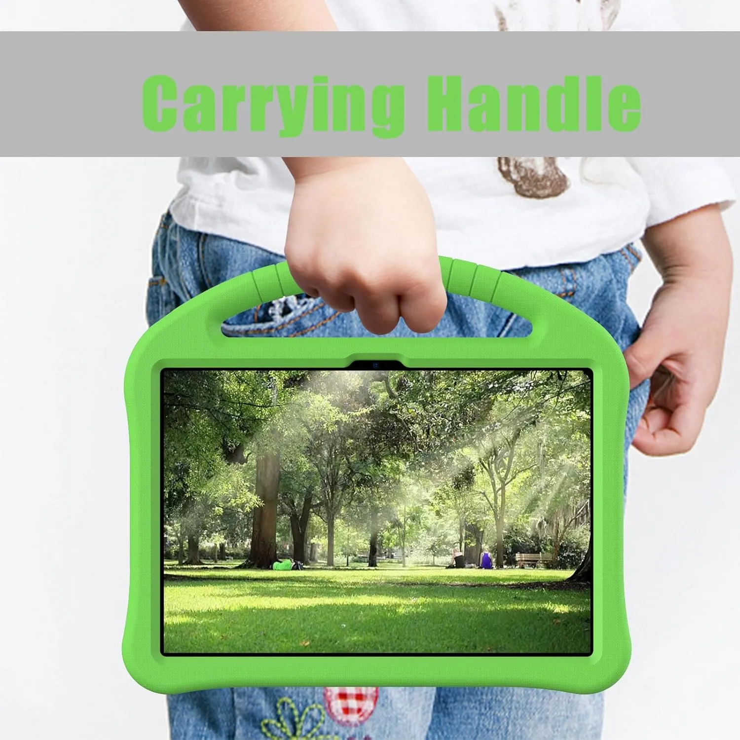 Kids Universal Case for Blackview Tab 8 WiFi 10.1 inch 2023, EVA Foam Stand Handle Cover for Blackview Tab 7 WiFi/OSCAL Pad 60/ DragonTouch Notepad 102/ Teclast P40HD 10.1" Tablets - Green