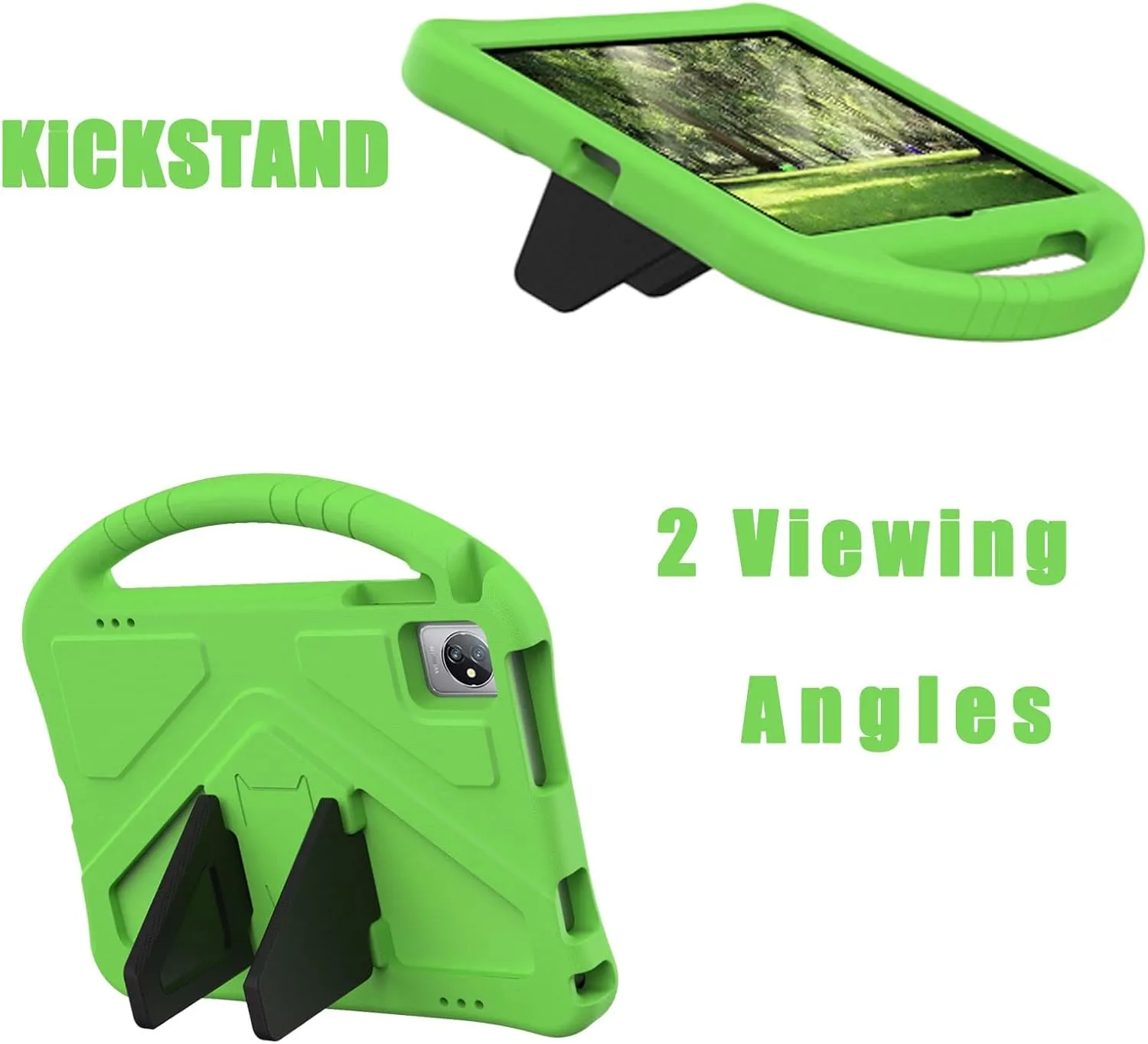 Kids Universal Case for Blackview Tab 8 WiFi 10.1 inch 2023, EVA Foam Stand Handle Cover for Blackview Tab 7 WiFi/OSCAL Pad 60/ DragonTouch Notepad 102/ Teclast P40HD 10.1" Tablets - Green