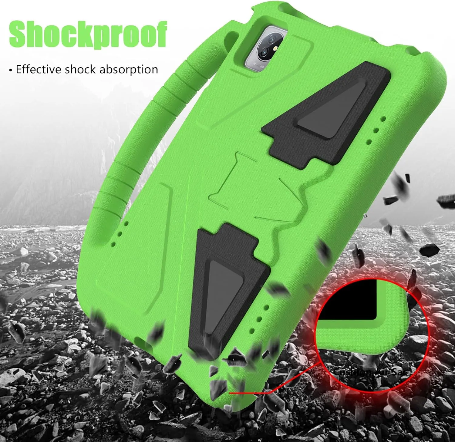 Kids Universal Case for Blackview Tab 8 WiFi 10.1 inch 2023, EVA Foam Stand Handle Cover for Blackview Tab 7 WiFi/OSCAL Pad 60/ DragonTouch Notepad 102/ Teclast P40HD 10.1" Tablets - Green