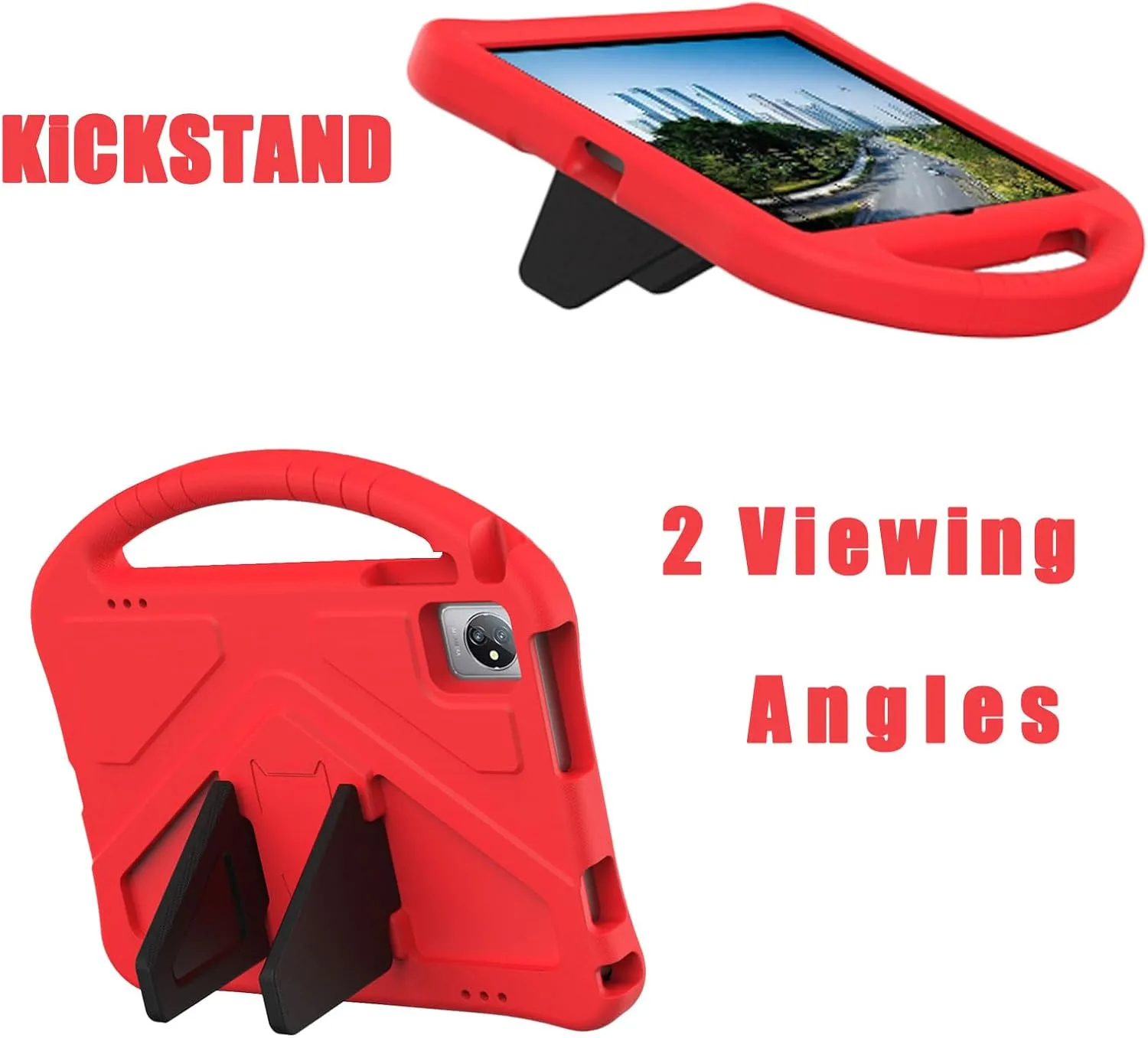 Kids Universal Case for Blackview Tab 8 WiFi 10.1 inch 2023, EVA Foam Stand Handle Cover for Blackview Tab 7 WiFi/OSCAL Pad 60/ DragonTouch Notepad 102/ Teclast P40HD 10.1" Tablets - Red