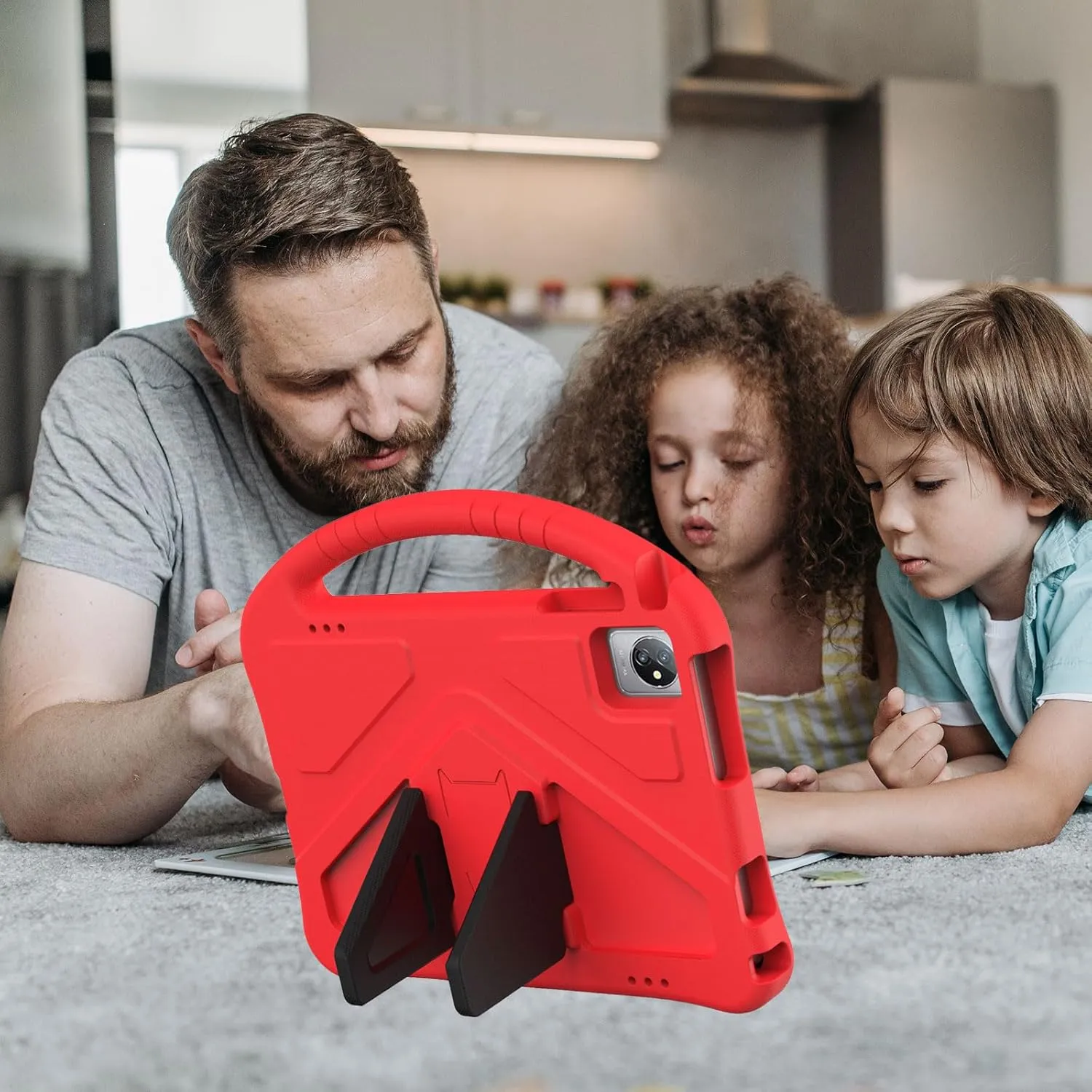 Kids Universal Case for Blackview Tab 8 WiFi 10.1 inch 2023, EVA Foam Stand Handle Cover for Blackview Tab 7 WiFi/OSCAL Pad 60/ DragonTouch Notepad 102/ Teclast P40HD 10.1" Tablets - Red