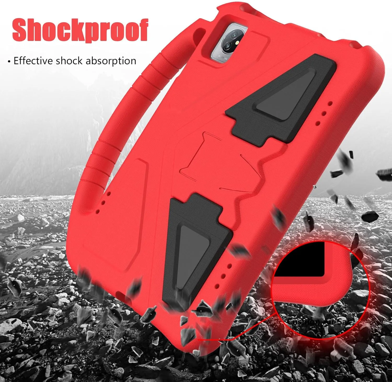 Kids Universal Case for Blackview Tab 8 WiFi 10.1 inch 2023, EVA Foam Stand Handle Cover for Blackview Tab 7 WiFi/OSCAL Pad 60/ DragonTouch Notepad 102/ Teclast P40HD 10.1" Tablets - Red