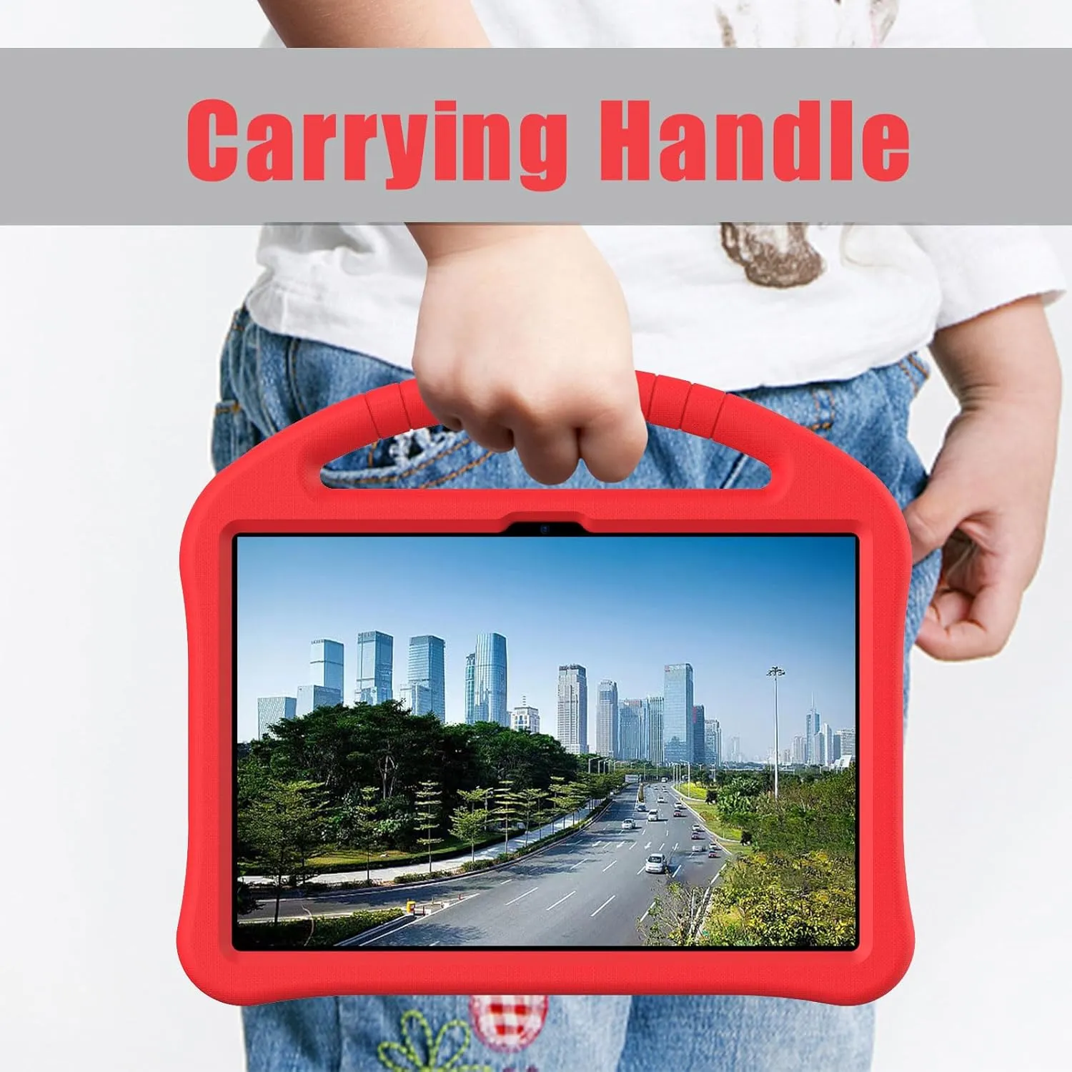 Kids Universal Case for Blackview Tab 8 WiFi 10.1 inch 2023, EVA Foam Stand Handle Cover for Blackview Tab 7 WiFi/OSCAL Pad 60/ DragonTouch Notepad 102/ Teclast P40HD 10.1" Tablets - Red