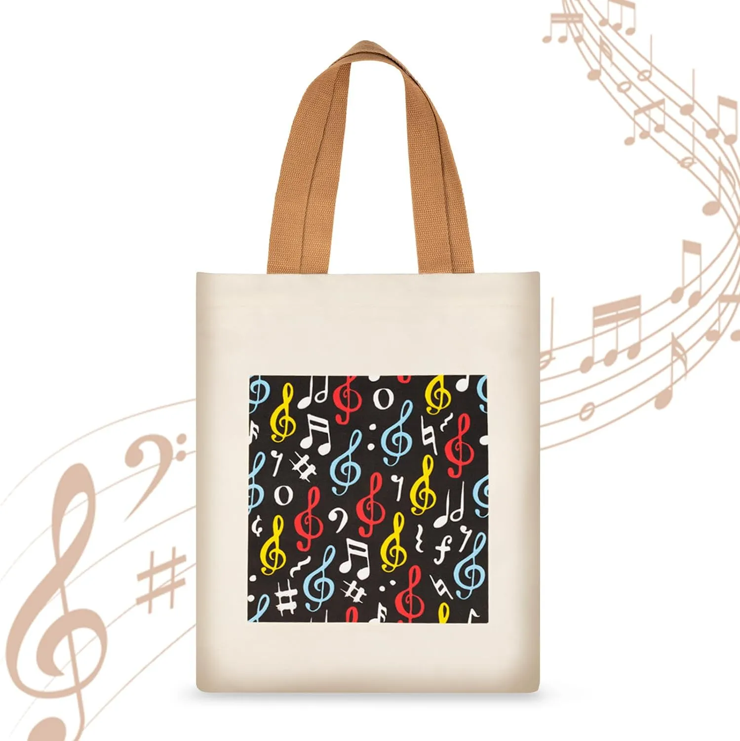 KingPoint Musical Note Tote Bag Shoulder Bag Women Tote Shopping Bag Big Capacity Casual Velvet Handbags for Music Lover Tote