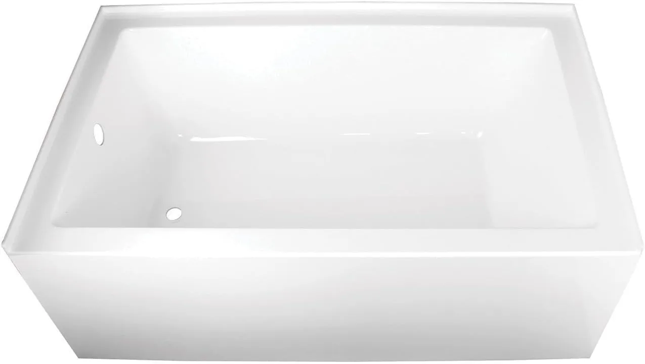 Kingston Brass Aqua Eden VTAP603622L 60-Inch Acrylic Alcove Tub with Left Hand Drain, White
