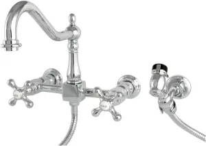 Kingston Brass KS1241AXBS Heritage Bridge Kitchen Faucet, 8-1/2", Polished Chrome