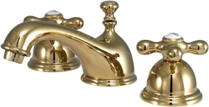 Kingston Brass KS3962AX Restoration Widespread Lavatory Faucet with Metal Cross Handle, Polished Brass