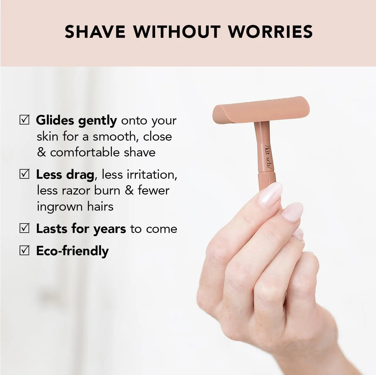 Kitsch Double Edge Safety Razors for Women and Men, Long Metal Handle and Stainless Steel Single Blade Razor with 5 Double Edge Refills, for Shaving and Travel Essentials - Terracotta