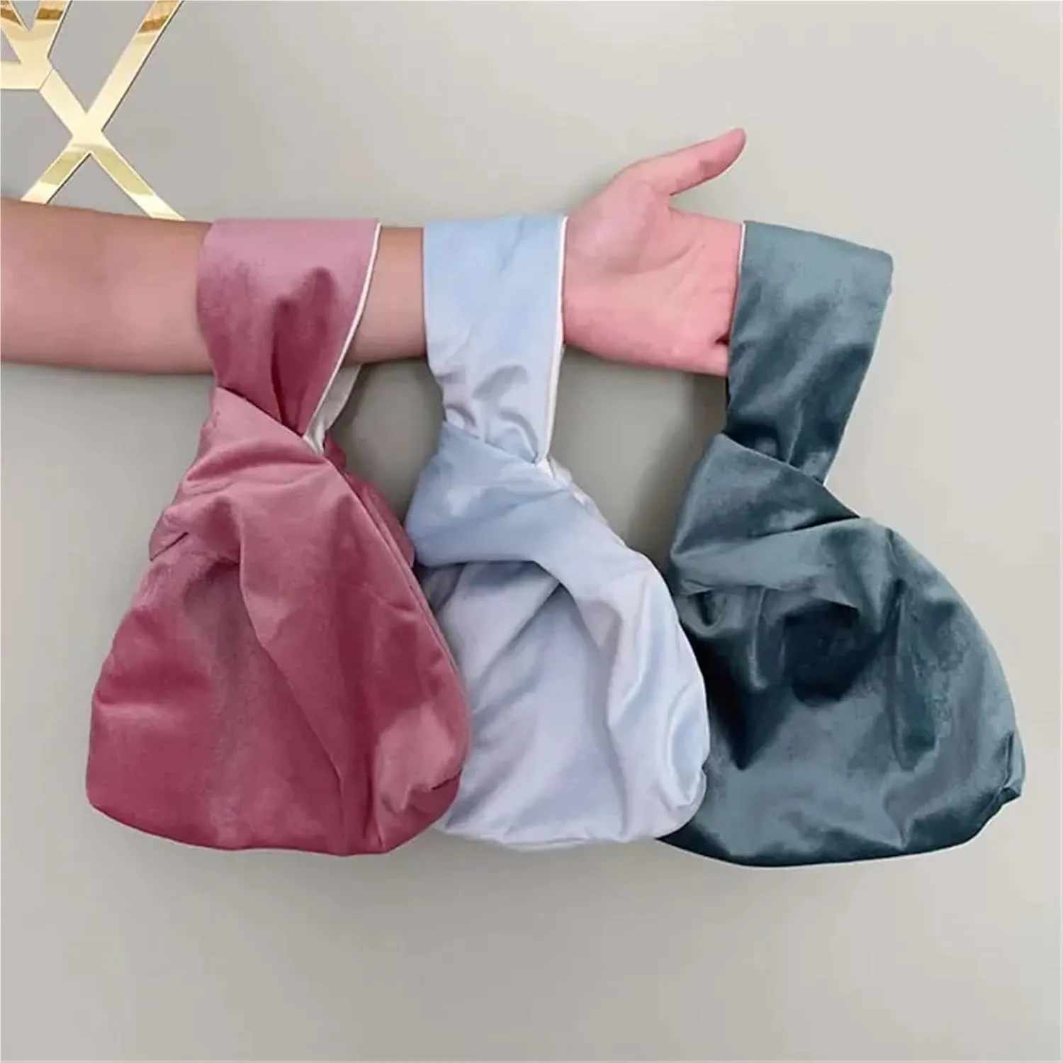 Knot Wrist Bag Vintage Tote Handbag Female Cloth Art Wrist Bag Young Ladies Casual Shopping Pack Girls Reusable Folding Bags