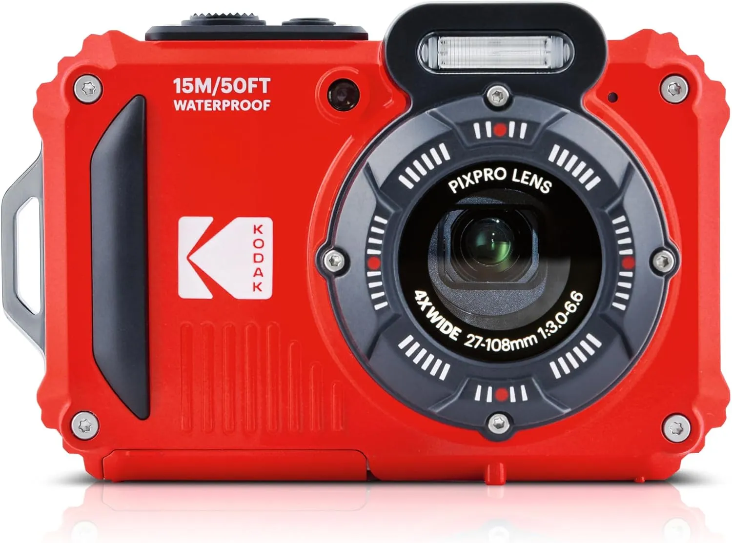 KODAK PIXPRO WPZ2 Rugged Waterproof Digital Camera 16MP 4X Optical Zoom 2.7" LCD Full HD Video, Red