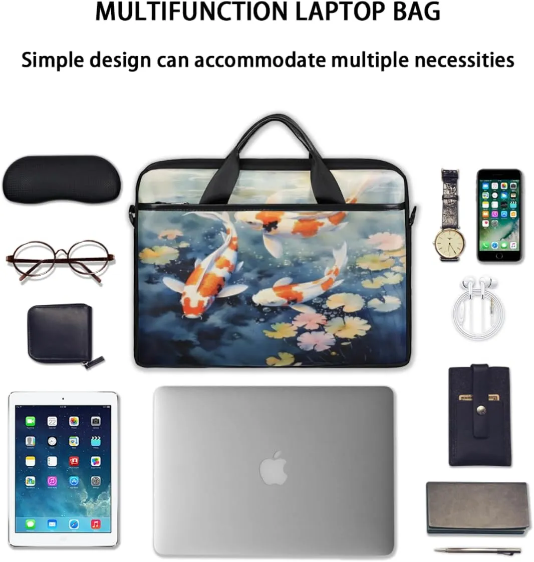 Koi Laptop Bag for Men Women 13-15 Inch Case Bags Sleeve Shoulder with Anti Slip Removable The Pad Straps(15x1x11inches)