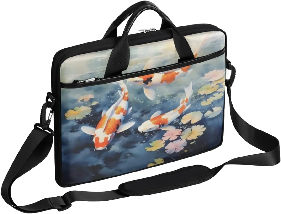 Koi Laptop Bag for Men Women 13-15 Inch Case Bags Sleeve Shoulder with Anti Slip Removable The Pad Straps(15x1x11inches)
