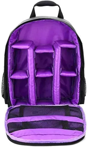 Kovek Professional Camera Backpack, DSLR SLR Mirrorless Camera Bag, Waterproof, Shockproof, Purple, 12.99 x 10.43 x 4.92 inches