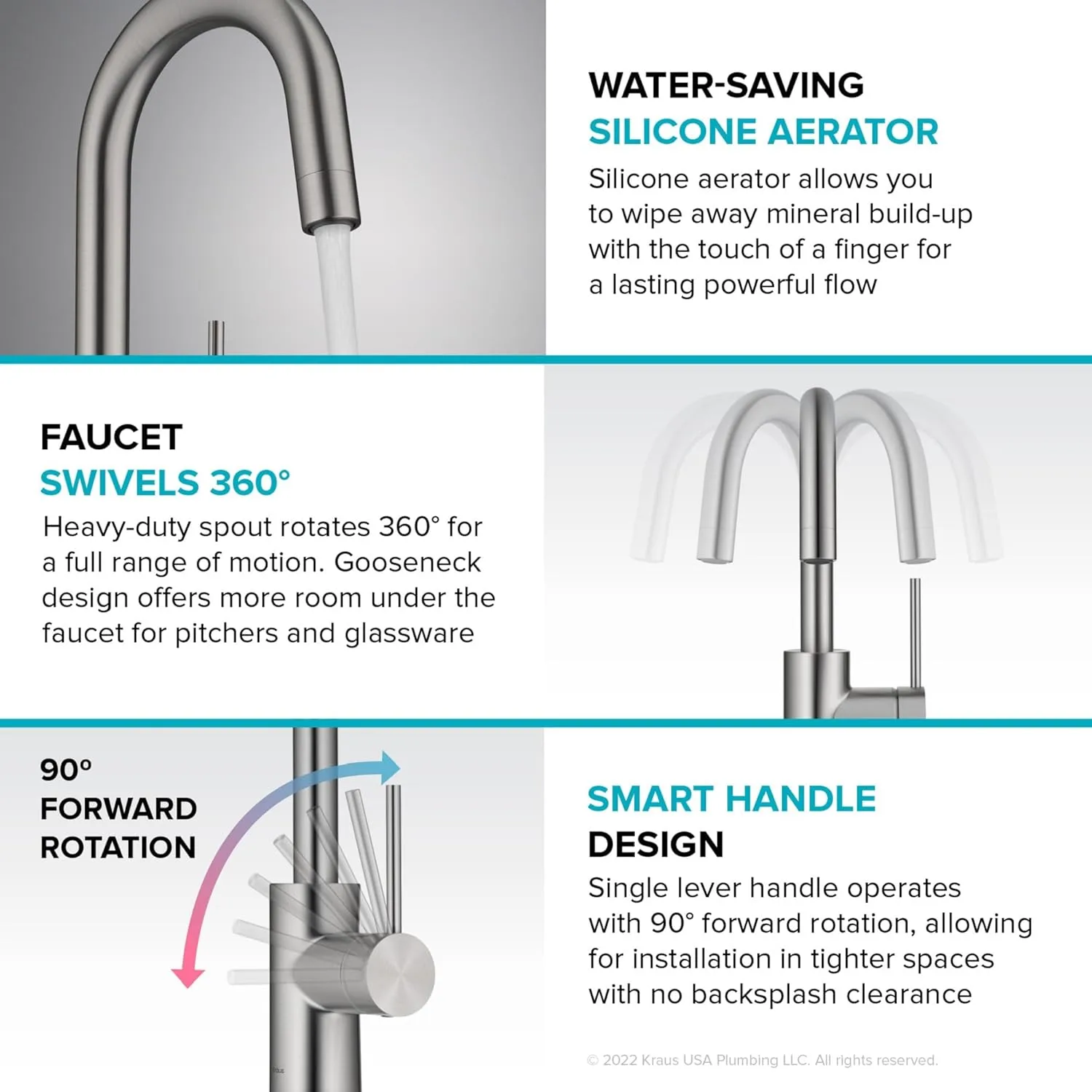 KRAUS Oletto Single Handle Kitchen Bar Faucet with QuickDock Top Mount Assembly in Brushed Brass, KPF-2600BB