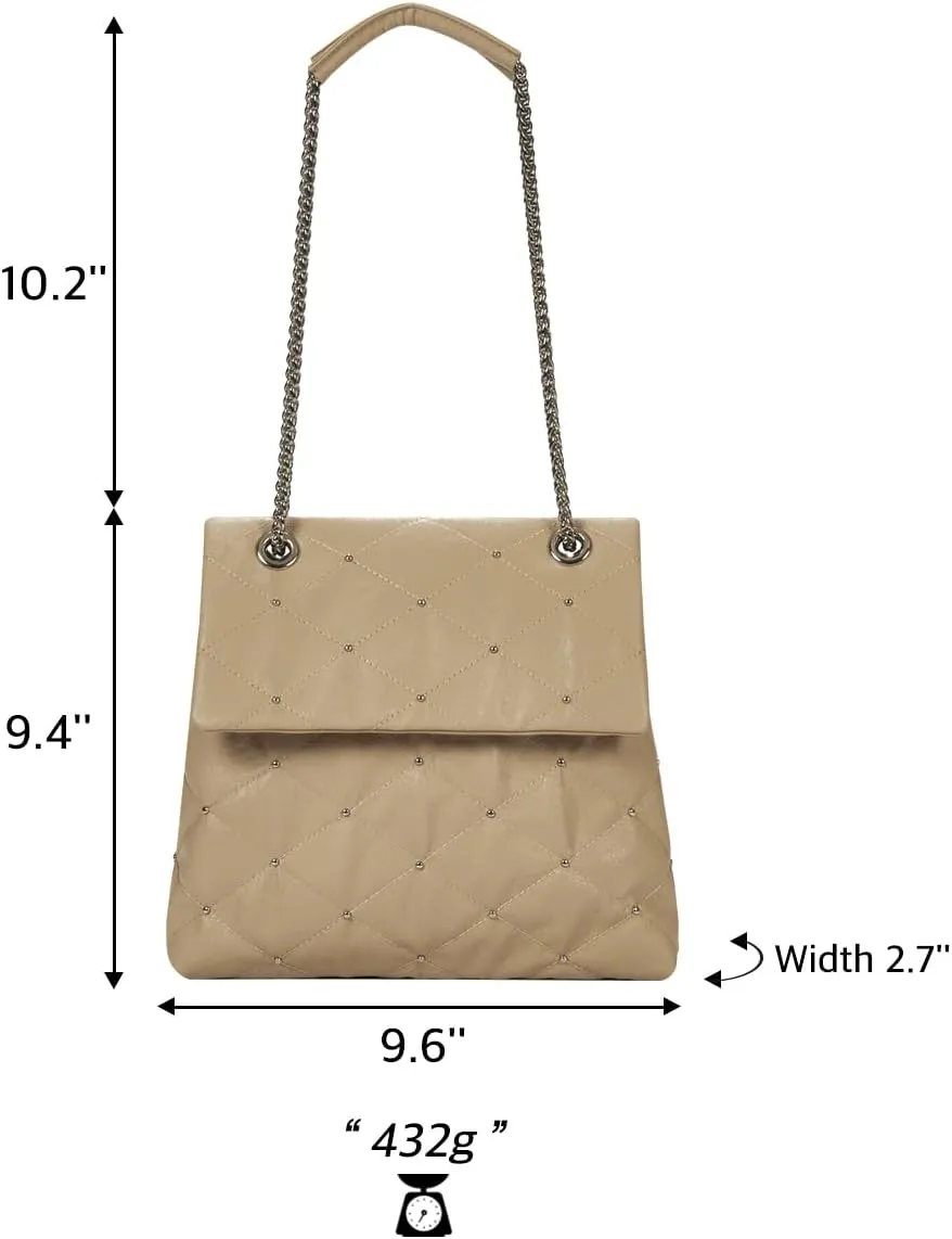 KWANI Lozenge Studded Tote Shoulder bags PU Leather Large Purses Handbag for Women, Magnetic Closure