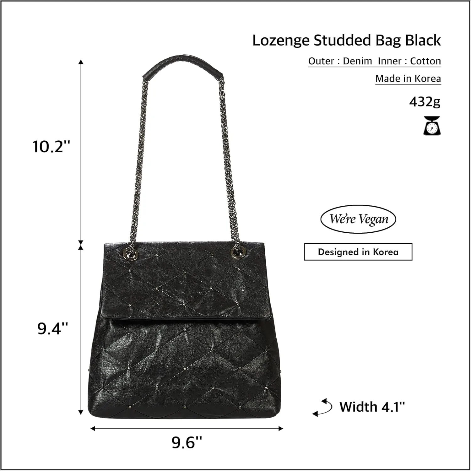 KWANI Lozenge Studded Tote Shoulder bags PU Leather Large Purses Handbag for Women, Magnetic Closure