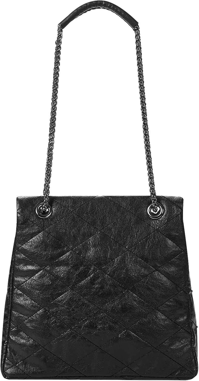 KWANI Lozenge Studded Tote Shoulder bags PU Leather Large Purses Handbag for Women, Magnetic Closure