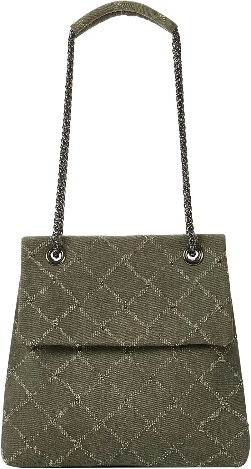 KWANI Lozenge Studded Tote Shoulder bags PU Leather Large Purses Handbag for Women, Magnetic Closure