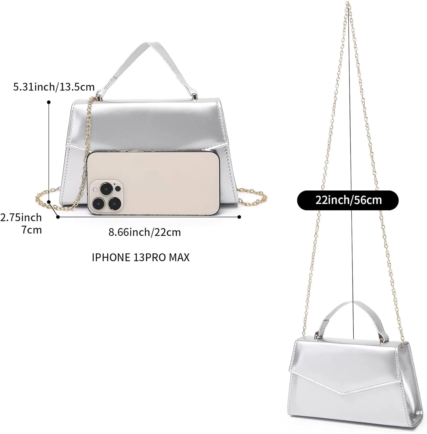 Labair Women's Evening Handbag Patent Leather Purse Wedding Party Bridal Handbag.