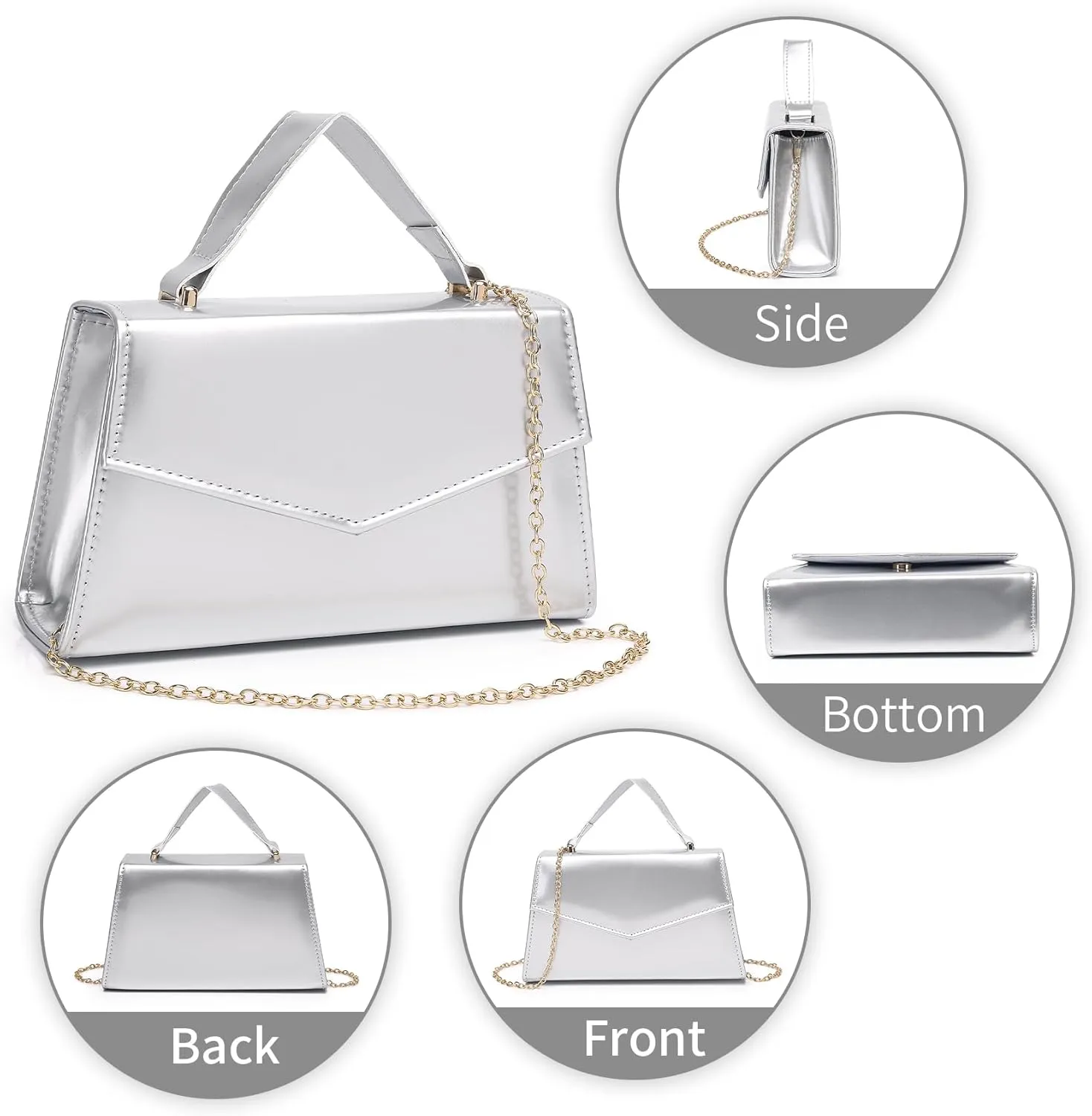 Labair Women's Evening Handbag Patent Leather Purse Wedding Party Bridal Handbag.