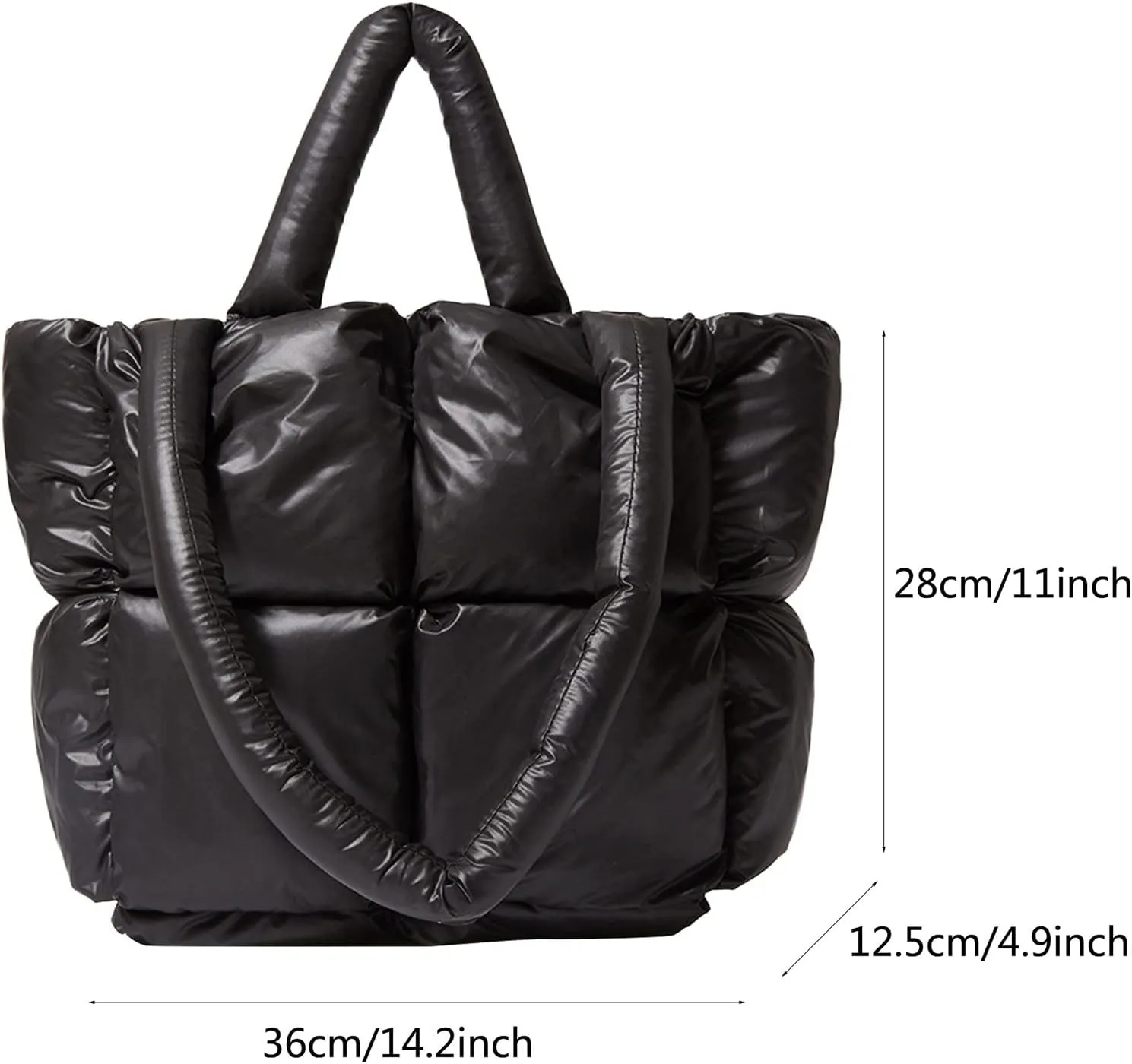Ladies Large Quilted Tote Bag Winter Soft Quilted Shoulder Bag Down Bags Ladies Handbag Leather Shoulder (Red, One Size)