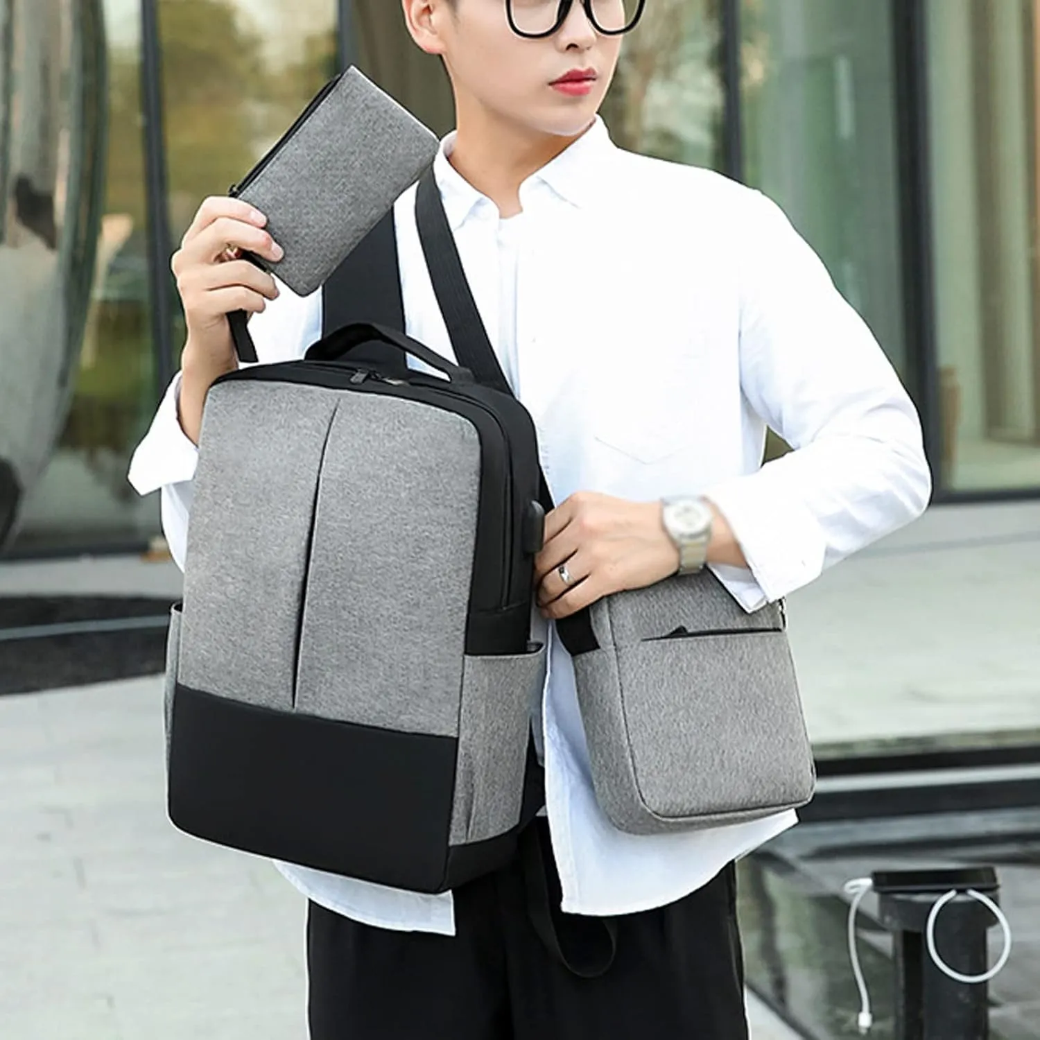 Ladies Multipurpose Design Handbag Convertible Shoulder Bags with Wristlet for Work College Clear Mini Backpack(Black)