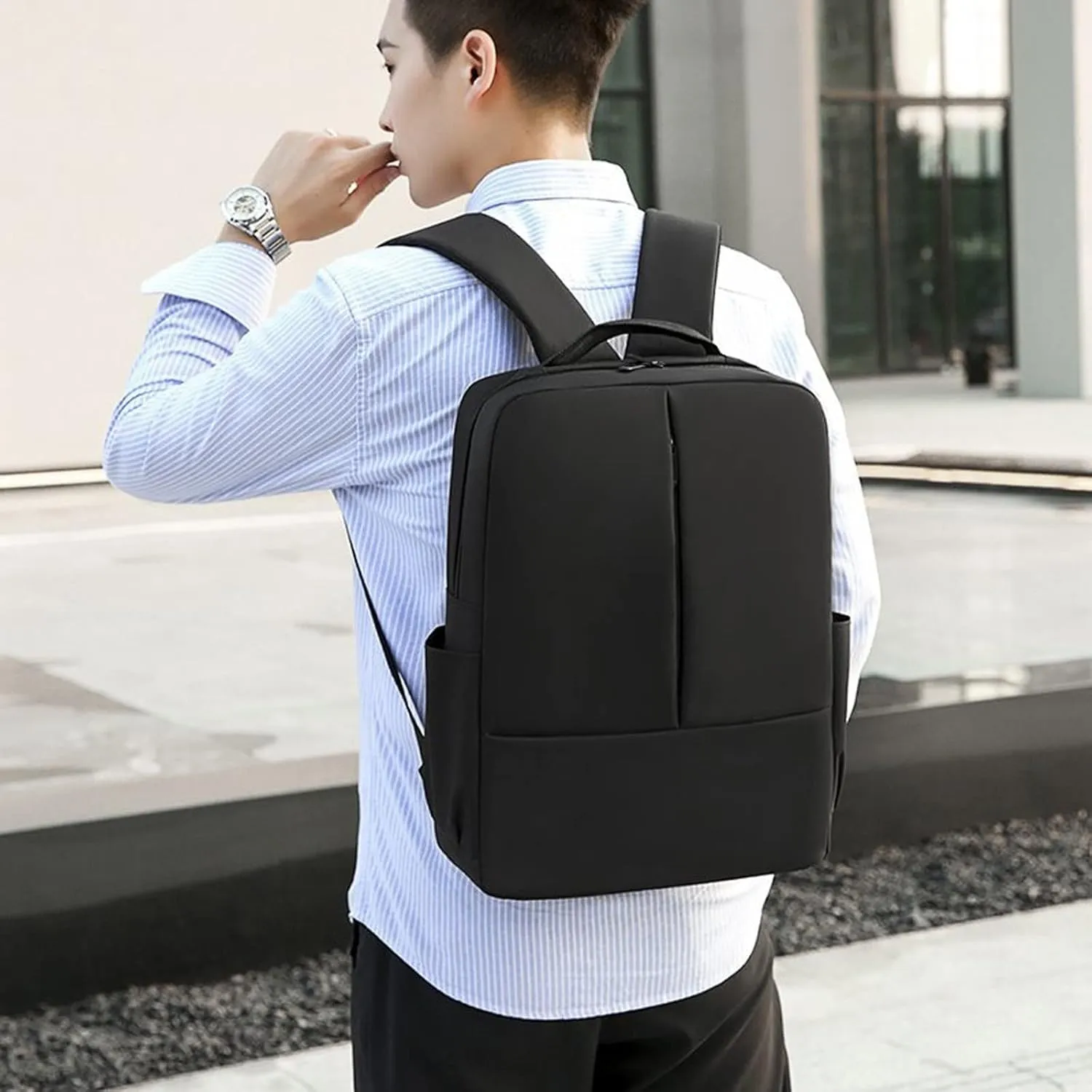 Ladies Multipurpose Design Handbag Convertible Shoulder Bags with Wristlet for Work College Clear Mini Backpack(Black)