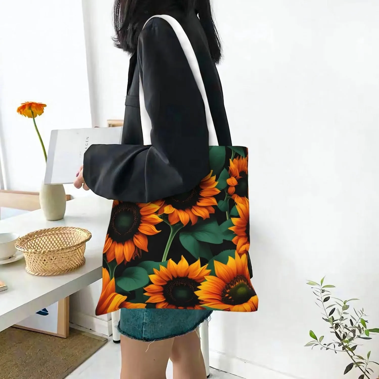 Ladies Origami Paper Cranes Printed Shopping Bag Tote Bag Canvas Durable Handbag For School Shopping Beach Grocery