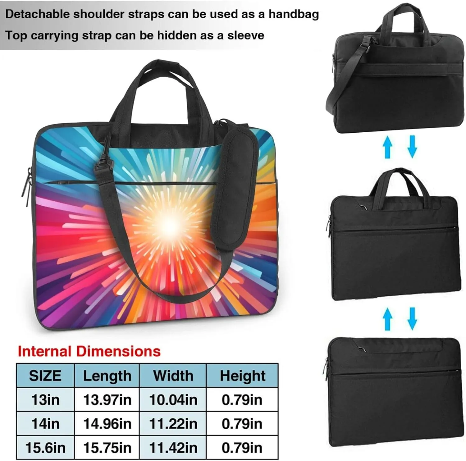 Laptop Bag Colorful Explosion Beam Laptop Tote Bag Women Men Laptop Sleeve Case Lightweight Computer Bag