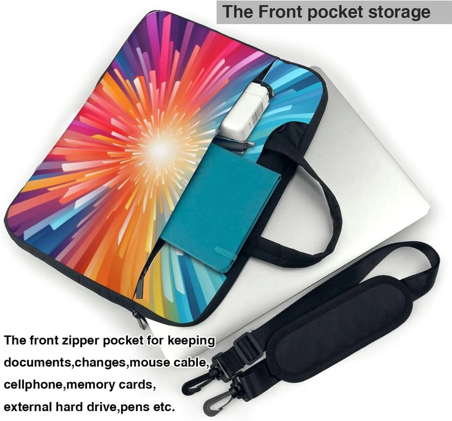 Laptop Bag Colorful Explosion Beam Laptop Tote Bag Women Men Laptop Sleeve Case Lightweight Computer Bag