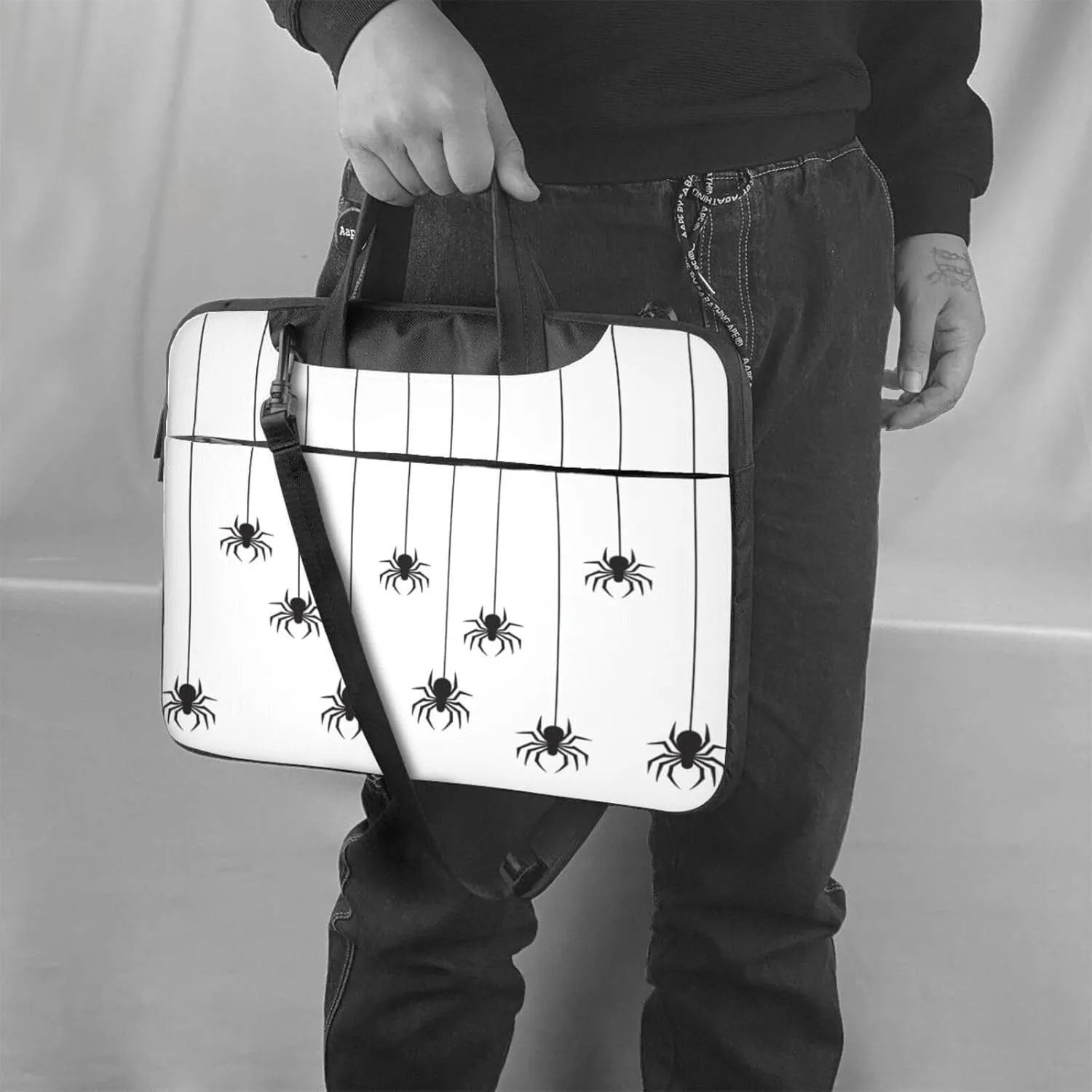 Laptop Bag Floral Flowers Skull Laptop Tote Bag Women Men Laptop Sleeve Case Lightweight Computer Bag
