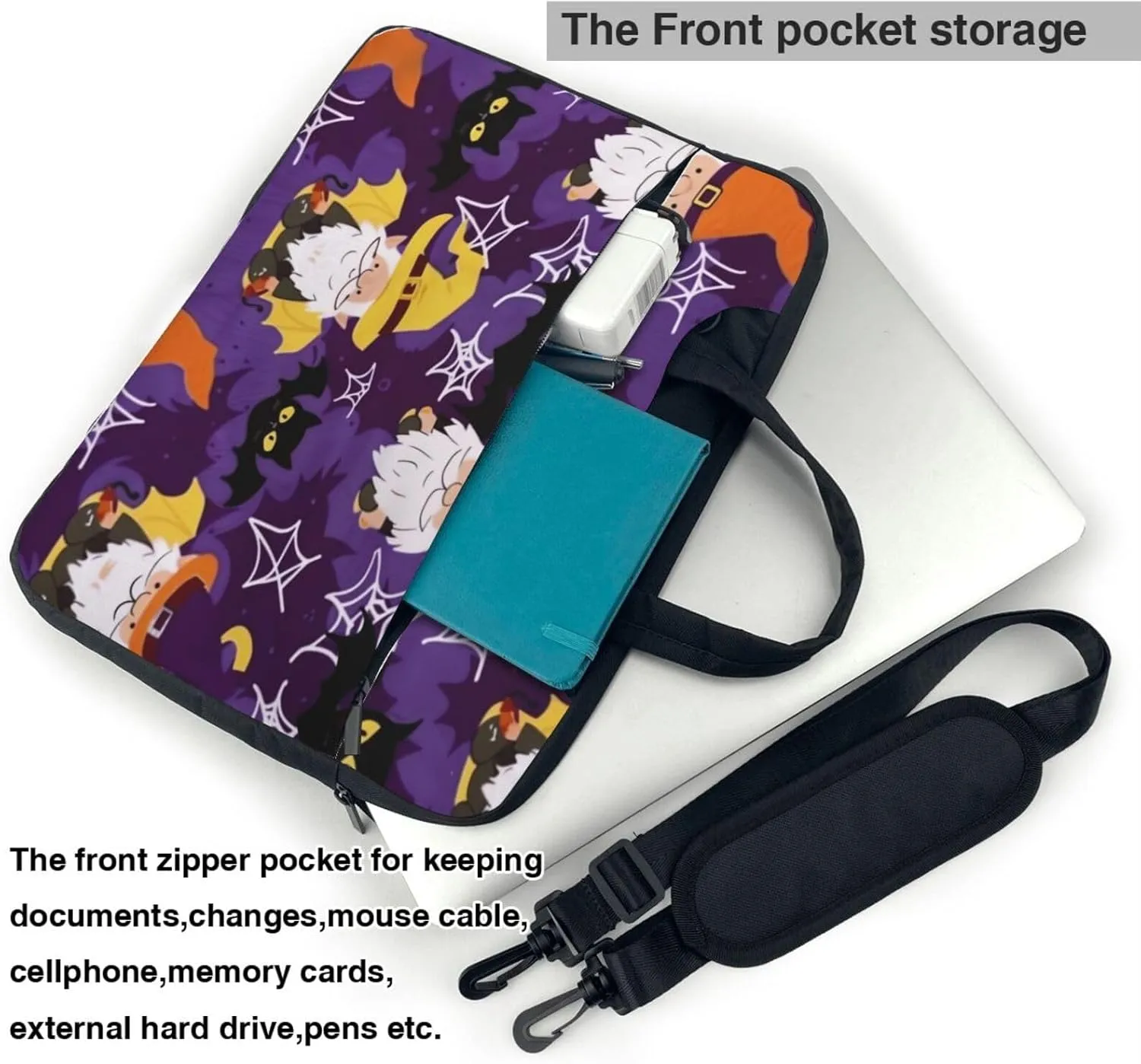 Laptop Bag Floral Flowers Skull Laptop Tote Bag Women Men Laptop Sleeve Case Lightweight Computer Bag
