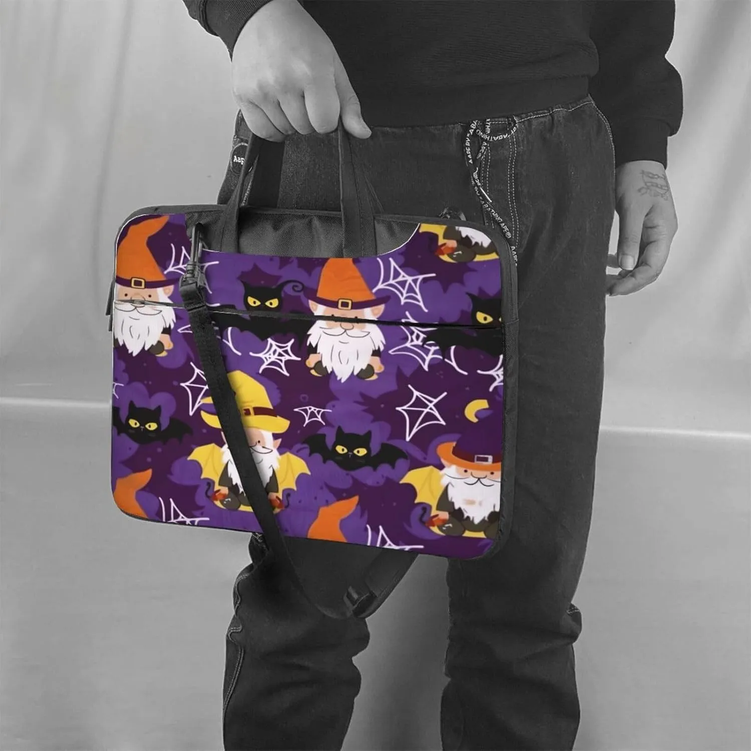 Laptop Bag Floral Flowers Skull Laptop Tote Bag Women Men Laptop Sleeve Case Lightweight Computer Bag