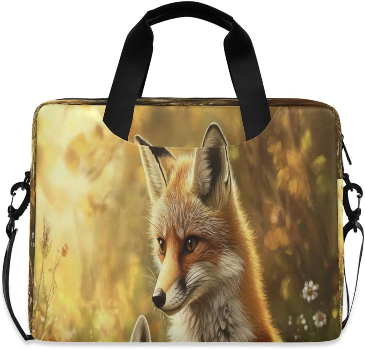 Laptop Bag for Women - Fits 16 inch with Laptop Compartment Carrying Messenger Sleeve with Strap Professional Fashion Travel Purse for Business Office Bag Fox in The Bush