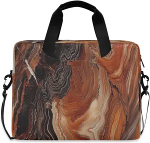Laptop Bag for Women - Fits 16 inch with Laptop Compartment Carrying Messenger Sleeve with Strap Professional Fashion Travel Purse for Business Office Bag Reddish Brown Marble