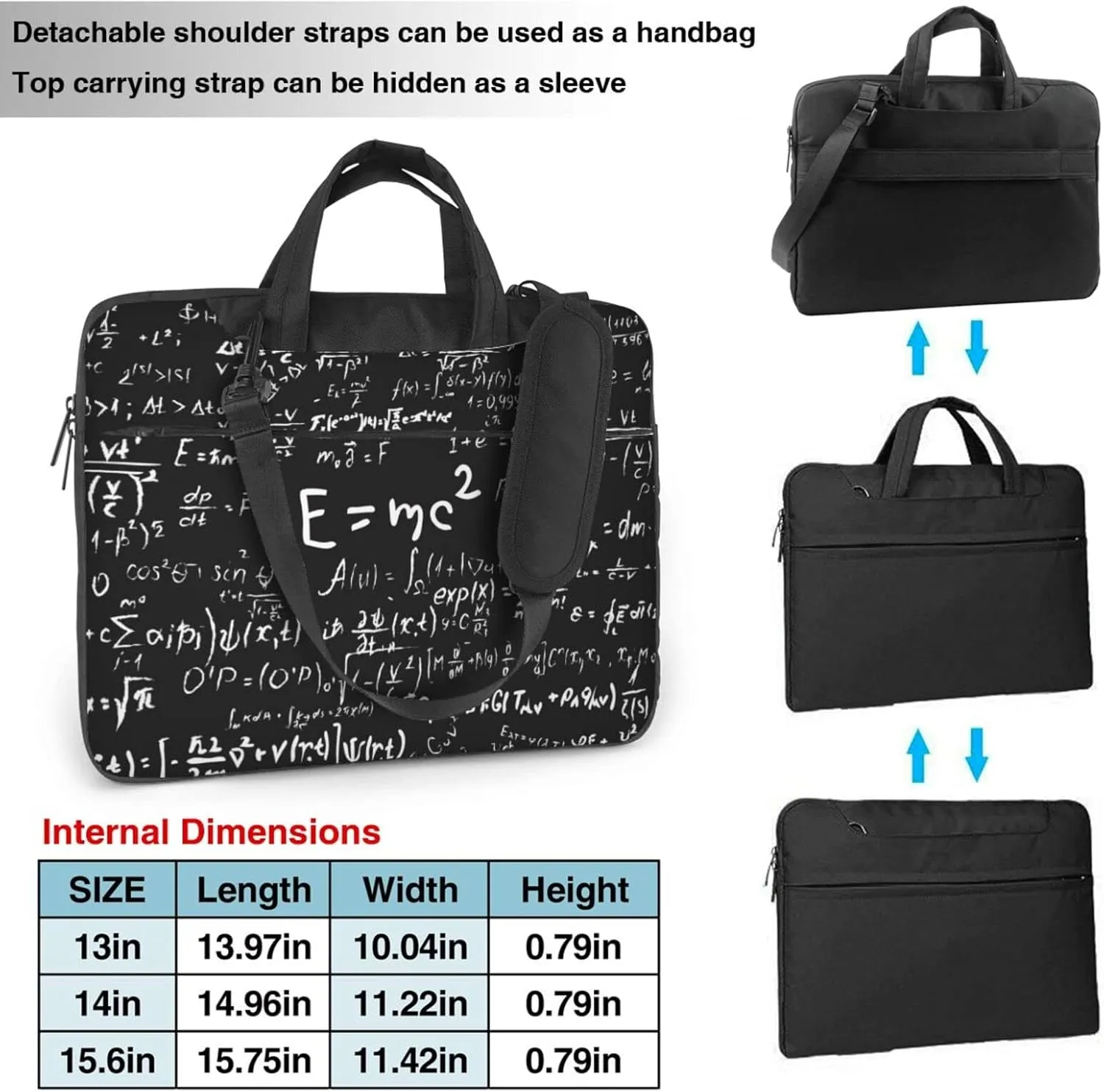 Laptop Bag Laptop Case 14 Inch Computer Bags Physics Mathematics Printed Padded Sleeve Cover for Women Men