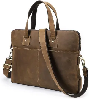 Laptop Bag Leather Messenger Bag for Men Vintage Computer Briefcases Travel Satchel Shoulder Handbag Bag