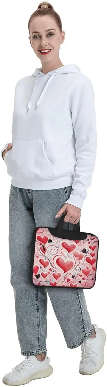 Laptop Bag Valentines Love Heart Art Laptop Tote Bag Women Men Laptop Sleeve Case Lightweight Computer Bag Briefcase